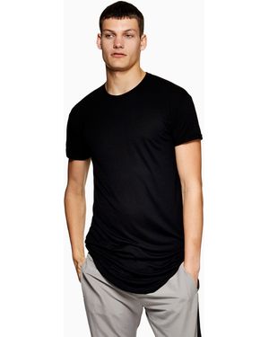 TOPMAN Curved Hem Longline T-shirt - Black