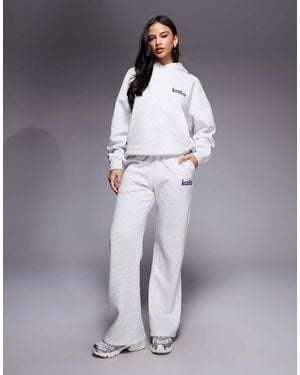 Kaiia Cotton Rich Star Logo Graphic Wide Leg Joggers - Blue