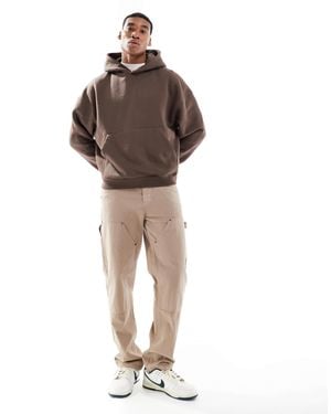 Pull&Bear Boxy Fit Hoodie - Brown