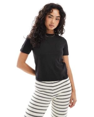 Brave Soul T-Shirt Van Katoen Met Korte Mouwen En Zakdetail - Zwart