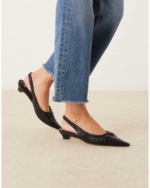 Mango Bow Detail Low Heeled Slingback - Blue