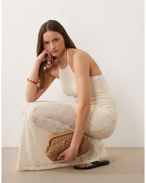 Vero Moda Stretch Lace Halter Maxi Dress - Brown