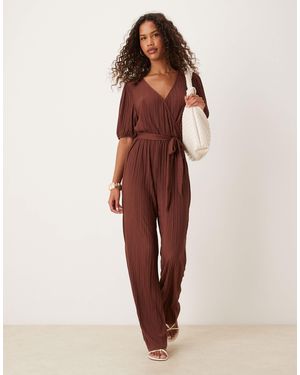 Vila – plissierter jumpsuit - Braun