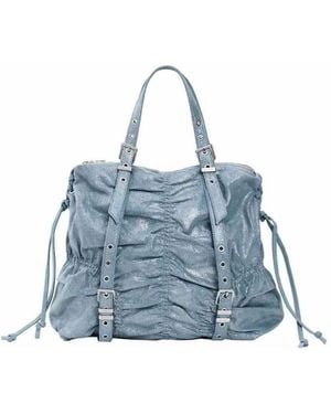 Desigual Mochila Vaquera Mediana Fruncida - Azul