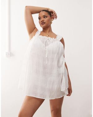 Collusion Plus Check Swing Beach Dress - White
