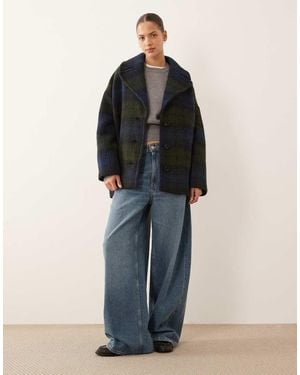 Mango Chaqueta De Sastre Azul Y Verde A Cuadros De