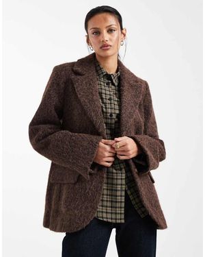 Object Behaaglijke Oversized Blazerjas Met Textuur - Bruin