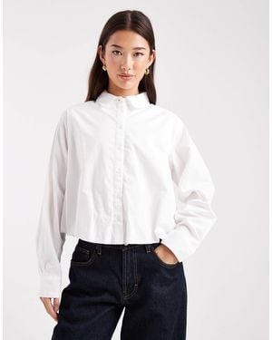 Pieces Bubble Hem Shirt - White