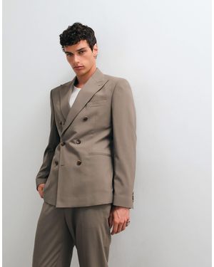 ASOS Slim Double Breasted Suit Jacket - Natural