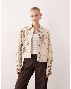 Vila Print Denim Jacket - Natural