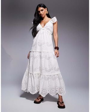 River Island Broderie Midi Dress - Grey