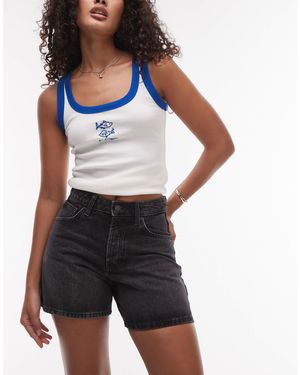 Topshop Hourglass – editor – jeansshorts - Blau
