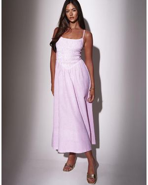 South Beach Stripe Smocked Maxi Dress - Purple