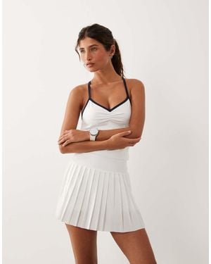 4505 Active Pleated Tennis Skirt With Inner Short - White