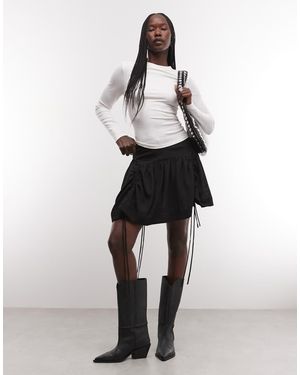 AllSaints Aria Gathered Ruffle Check Mini Skirt - White