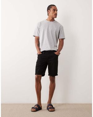 River Island Slim Fit Denim Shorts - Natural