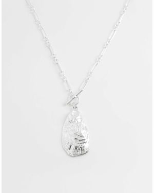 ASOS Long Chain Necklace With T-bar And Shell Pendant Detail - White
