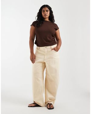 Pieces Plus Pieces curve – barrel-jeans - Natur