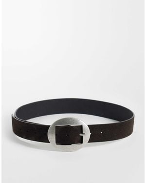 ASOS Asos desgn wildledergürtel mit runder schnalle - Schwarz