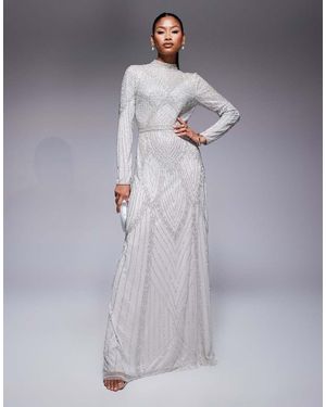 Beauut Tia Beaded High Neck Maxi Dress - Blue