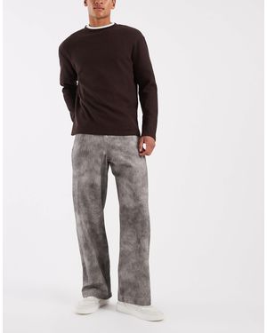 ASOS – weite hose mit grauem flauschigem muster - Mehrfarbig