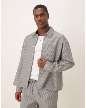ASOS Co-ord Boxy Oversized Stripe Shirt - Gray