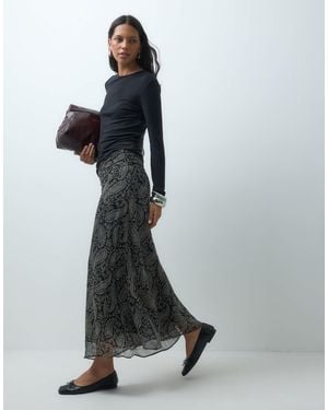 Mango Teen Hanky Hem Midi Skirt - White