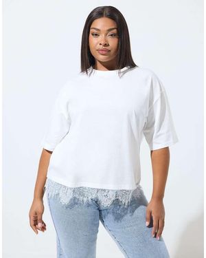 Yours Clothing Lace Hem T-Shirt - White