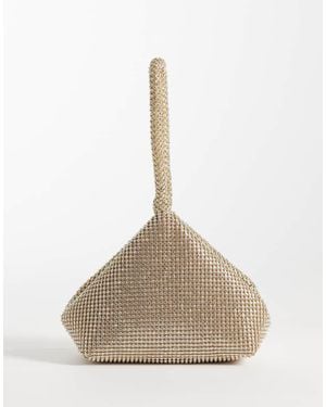 ASOS Chainmail Mini Grab Cookie Clutch Bag - Natural