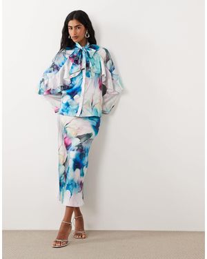 Iyal Satin Midi Skirt Co-Ord - Blue