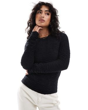 Vero Moda Aware Textured Long Sleeved Top - Black