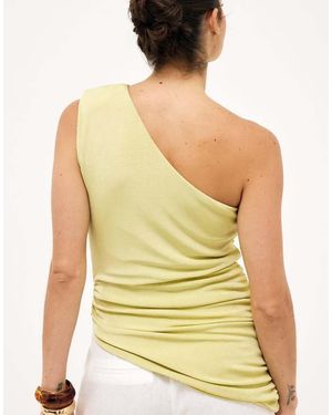 NA-KD One Shoulder Shiny Top - Green