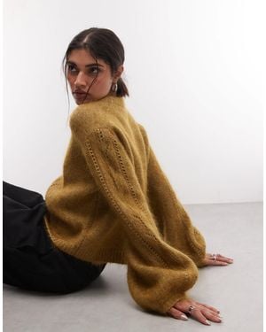 Monki Mohair Blend Knitted Sweater - Brown
