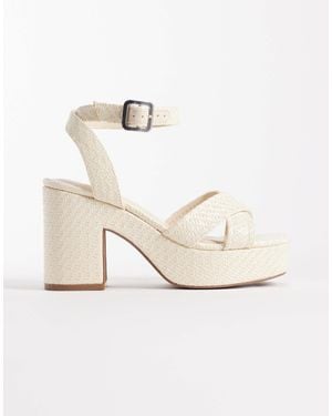 ASOS Henley Platform Mid Heeled Sandals - Natural