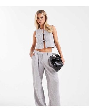 Vero Moda Pantalones De Sastre Gris Jaspeado De Pernera Ancha Con Pinzas Delanteras De (Parte De Un Conjunto) - Multicolor