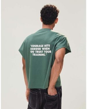 Bershka Sleeveless Oversize Print T-shirt - Green