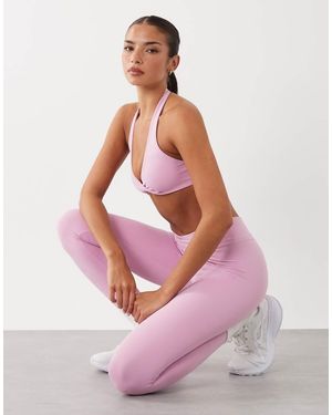 BO+TEE Bo+tee Halter Neck Twist Front Sports Bra - Pink