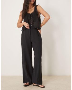 Abercrombie & Fitch High Rise Wide Leg Trousers - Black
