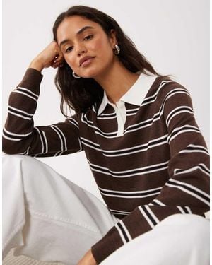 Mango Knitted Polo Top - Brown