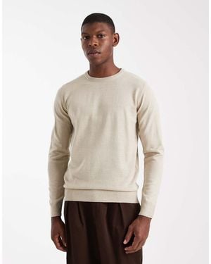Brave Soul Crew Neck Knit Jumper - Natural