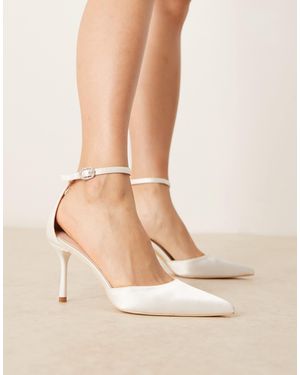 Be Mine Wide Fit Bridal Vennie Kitten Heeled Shoes - Natural