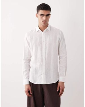 Mango 100% Linen Long Sleeve Shirt - White