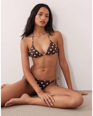 Mango Polka Dot Tie Back Bikini Top - Brown