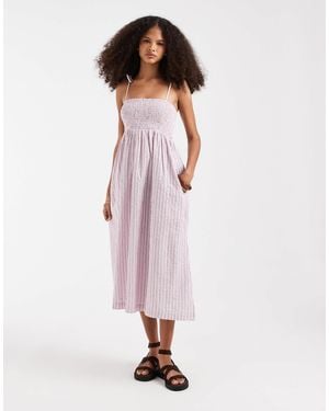 JJXX Seersucker Stripe Maxi Dress - Brown