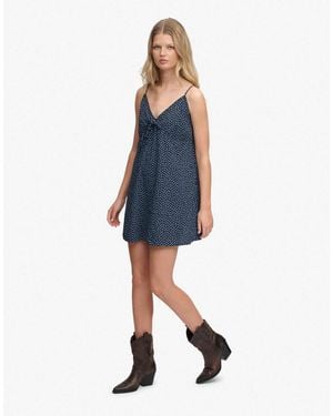 Superdry – strukturiertes camisole-kleid aus webstoff - Blau