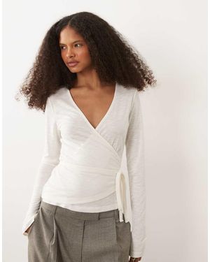 4th & Reckless Top Jaspeado Cruzado Con Detalle De Lazada-Gris - Blanco