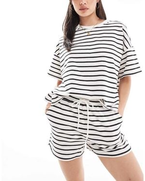 Pieces Tie Waist Sweat Shorts Co-ord - White