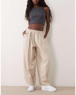 ASOS Pull On Tie Waist Barrel Trouser - Natural