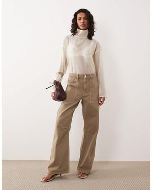 ASOS Cargo Pants With Knee Seams - Natural