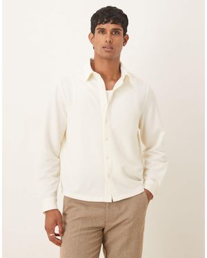 ASOS Relaxed Long Sleeve Textured Shirt - White